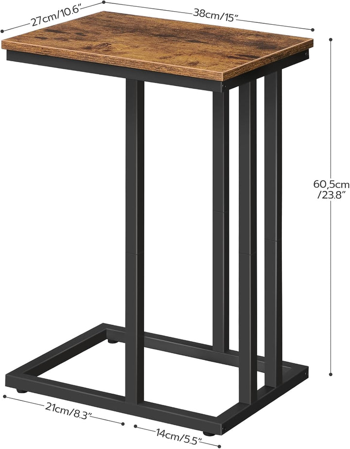 HOOBRO Beistelltisch, Sofatisch, C-Form, kleine Kaffeetisch, 46 x 25 x 63,5 cm, Wohnzimmertisch mit