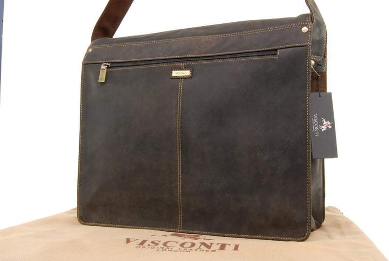 VISCONTI - Herren Leder Laptoptasche 15 16 Zoll - Schultertasche Extra Gross - Arbeitstasche für Lap