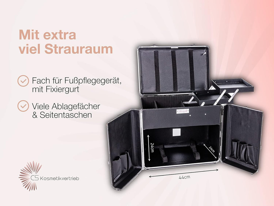 Fusspflegekoffer ideal für die Mobile Fusspflege Trolley Modell CS-Black Schwarz
