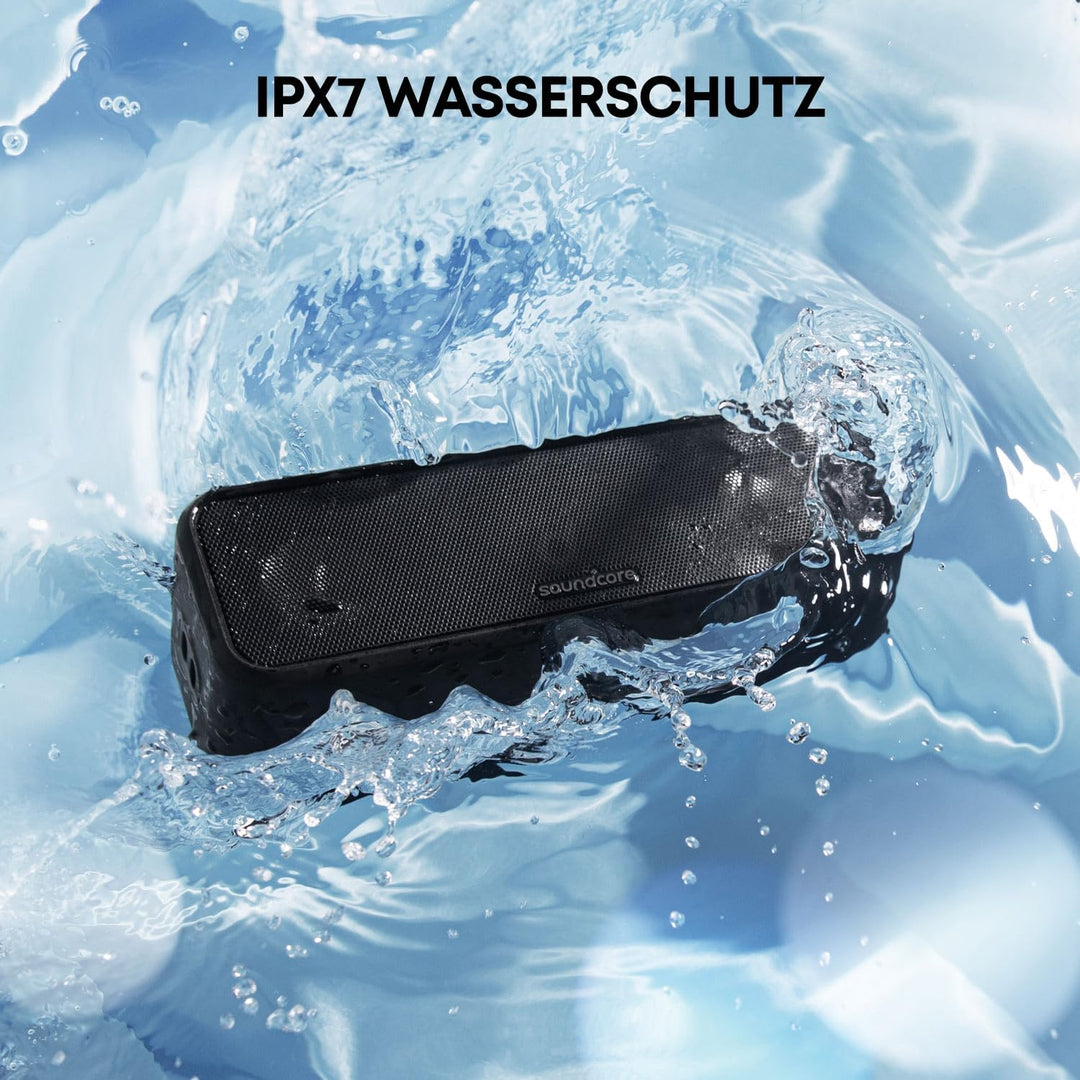 Soundcore 3 Bluetooth Lautsprecher, Stereo-Sound, Audiotreiber mit Titan-Membran, PartyCast, BassUp,
