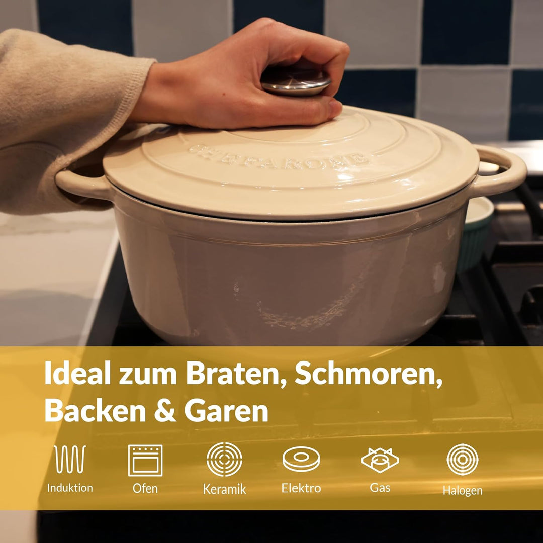 Gusseisen Topf Brot Backen 24 Cm, 3,5 L Schmortopf, Emailliert Zum Schmoren, und Braten, Brotbacktop