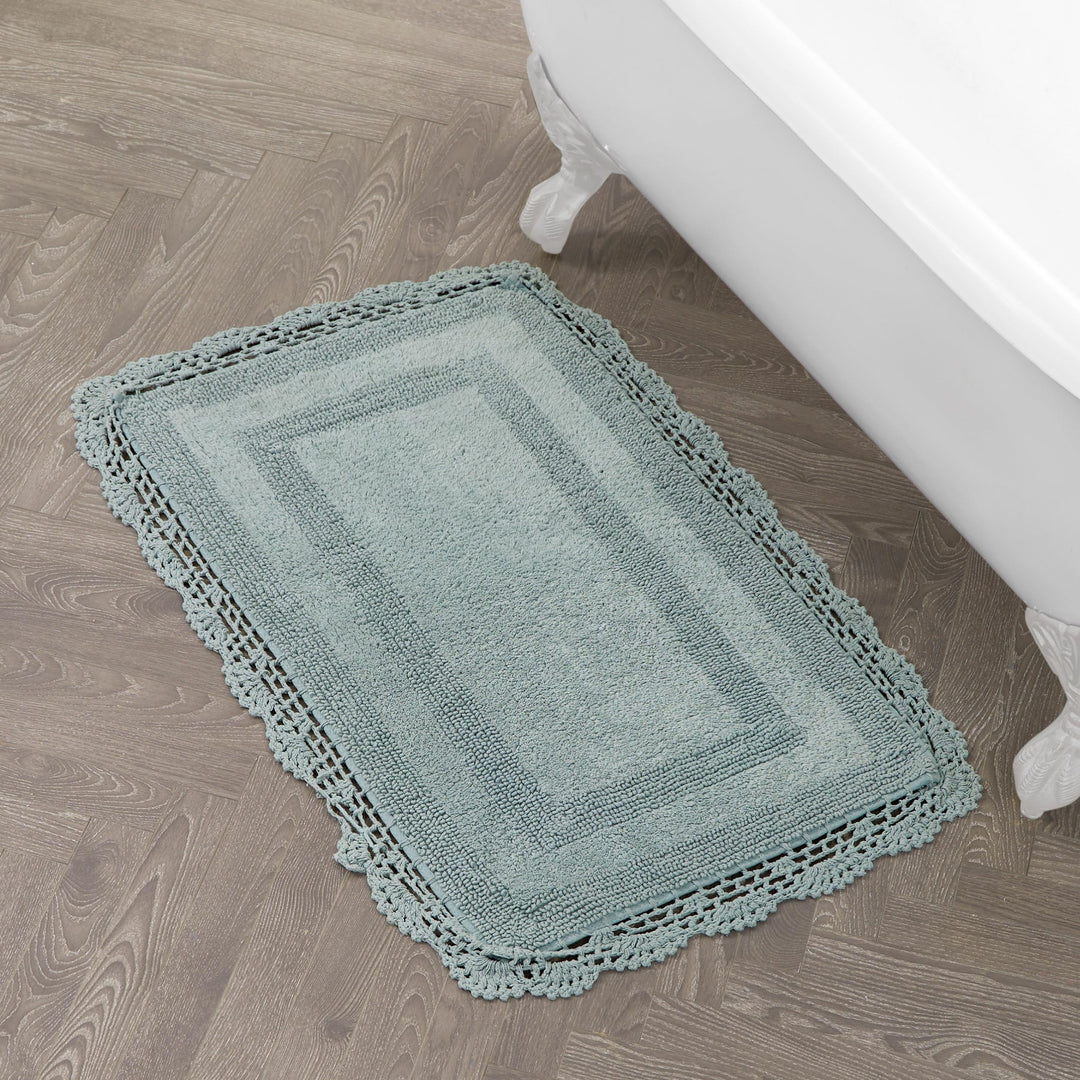 Laura Ashley Häkel-Badteppich, Baumwolle, 53 x 86 cm, Aqua 21x34 Aqua, 21x34 Aqua