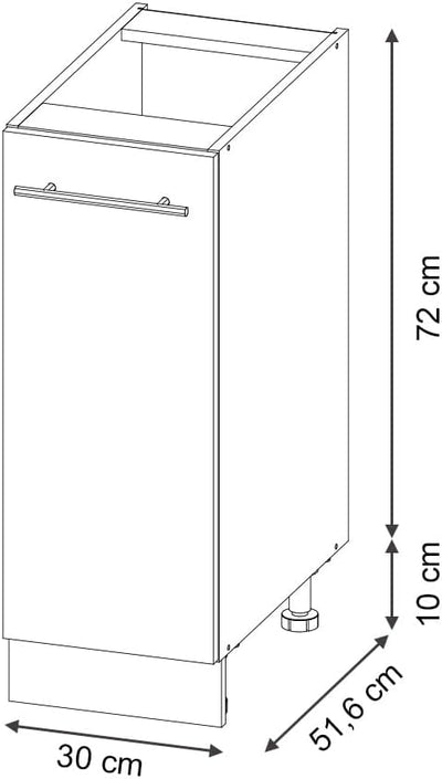 Vicco Apothekerschrank Fame-Line, Weiss Hochglanz/Goldkraft Eiche, 30 cm ohne Arbeitsplatte Apotheke