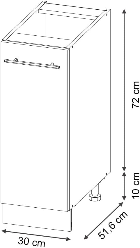 Vicco Apothekerschrank Fame-Line, Schwarz-Eiche Hochglanz/Weiss, 30 cm ohne Arbeitsplatte Schwarz Ei
