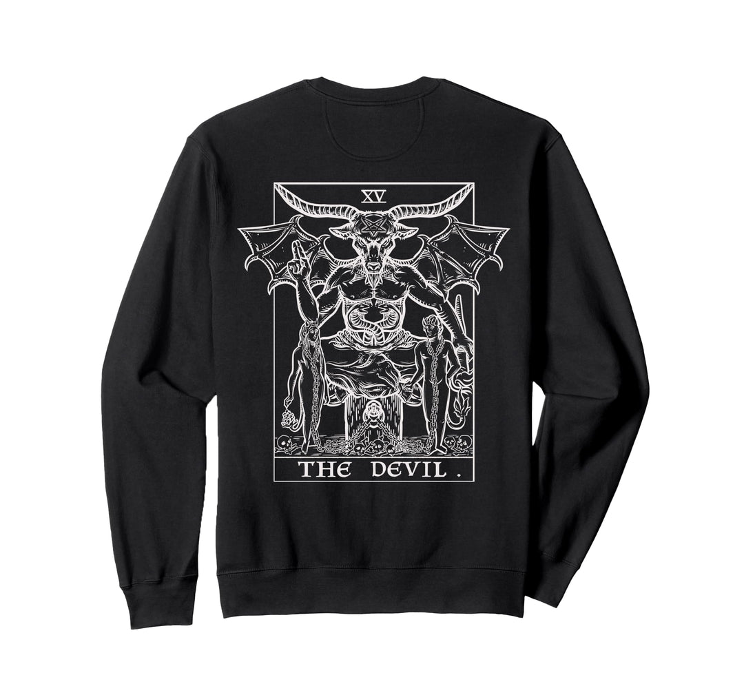 The Devil Tarotkarte Baphomet Goth Satanic Okkult Back Print Sweatshirt