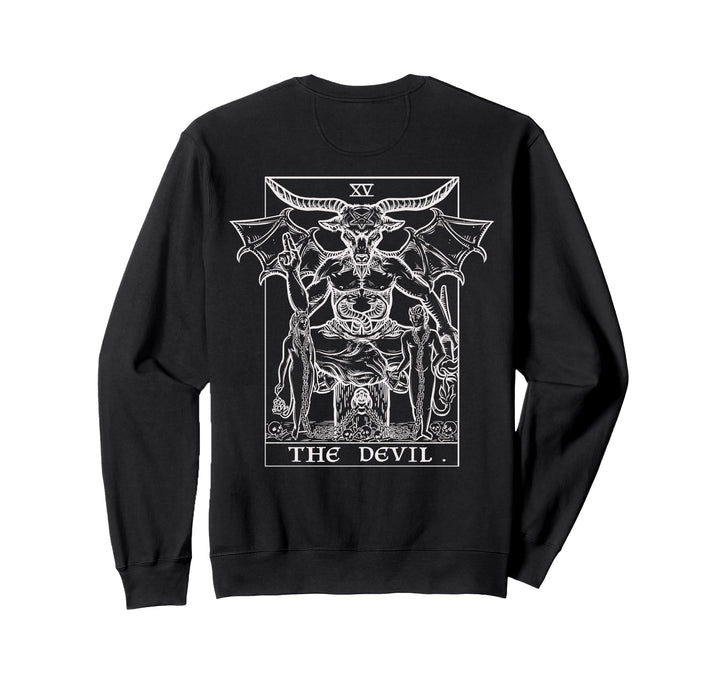 The Devil Tarotkarte Baphomet Goth Satanic Okkult Back Print Sweatshirt