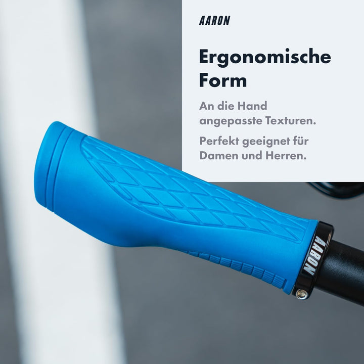 AARON Fit Fahrradgriffe mit dämpfender Auflagefläche - ergonomische Lenkergriffe aus rutschfestem Gu