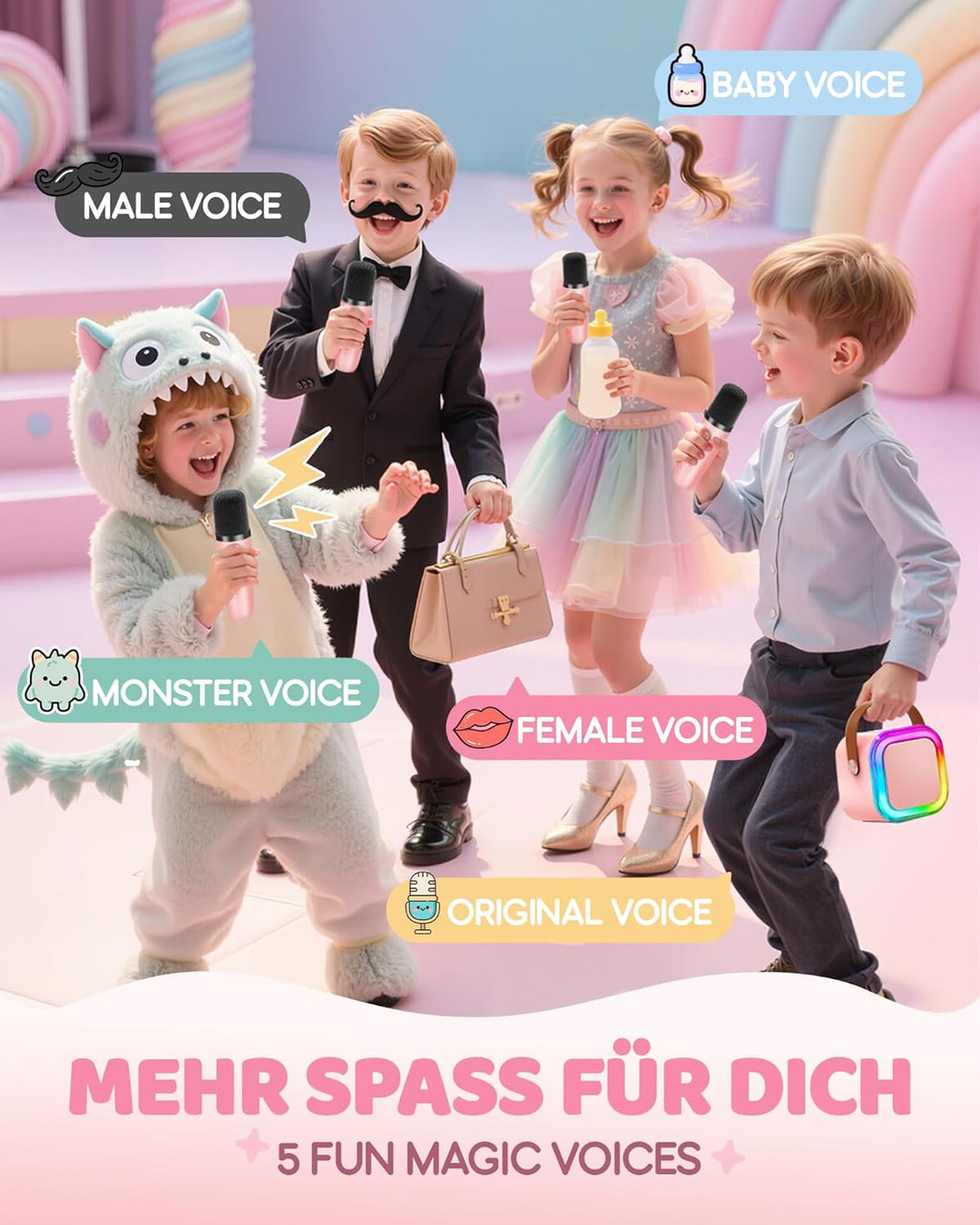 Karaoke Maschine Kinder, Geschenk für Mädchen 3-12 Jahre, Karaoke Kinder Spielzeug ab 3-12 Jahre Mäd