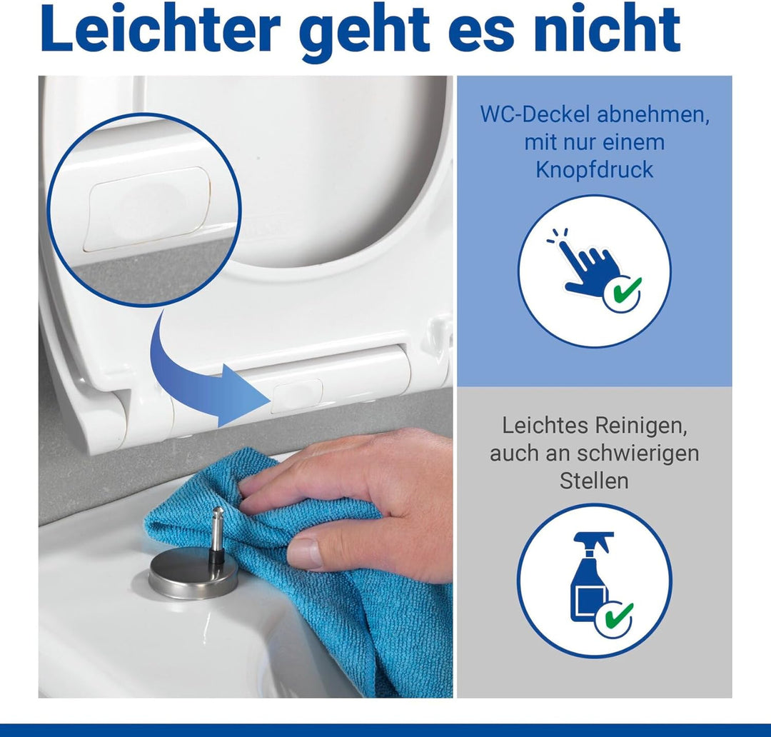WENKO WC-Sitz Rieti, hygienischer Toilettensitz mit Absenkautomatik, stabiler WC-Deckel bis 350 kg b