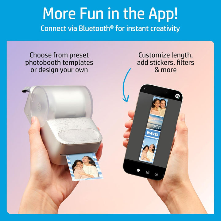 HP Sprocket Panorama Tragbarer Sofort-Farbetiketten- und Fotodrucker (Grau), Geschenkpaket mit Etui,