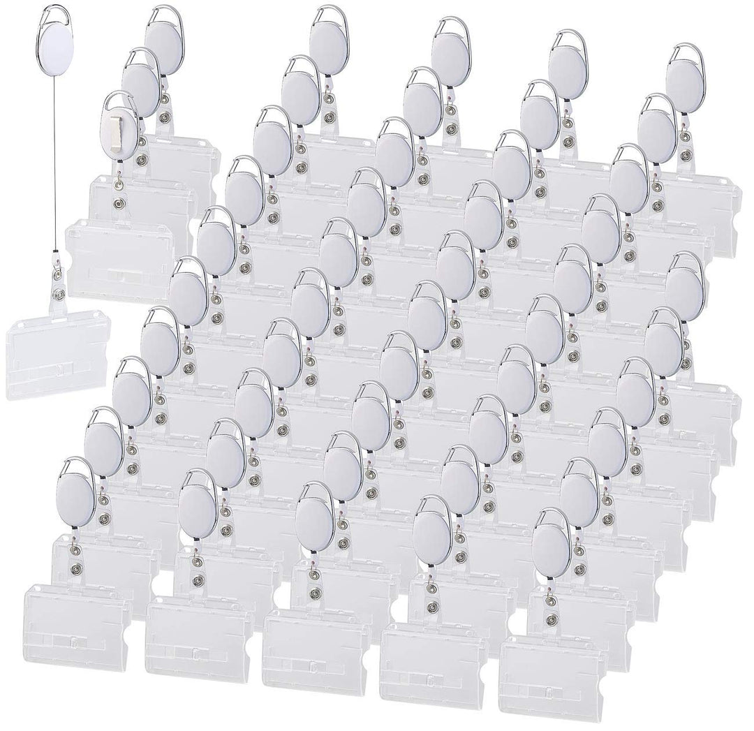 General Office Ausweishülle mit Band: 50er-Set Ausweishüllen aus Hartplastik, 60-cm-Jojo-Befestigung
