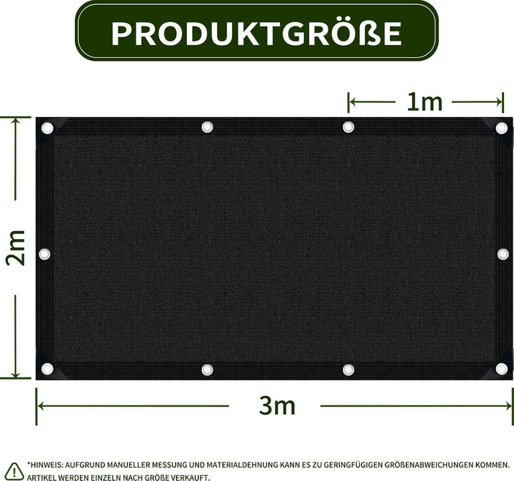Schattierungsnetz-Atmungsaktiv Schattennetz mit Ösen,80% Shading Rate UV 2x3m Schwarz, 2x3m Schwarz