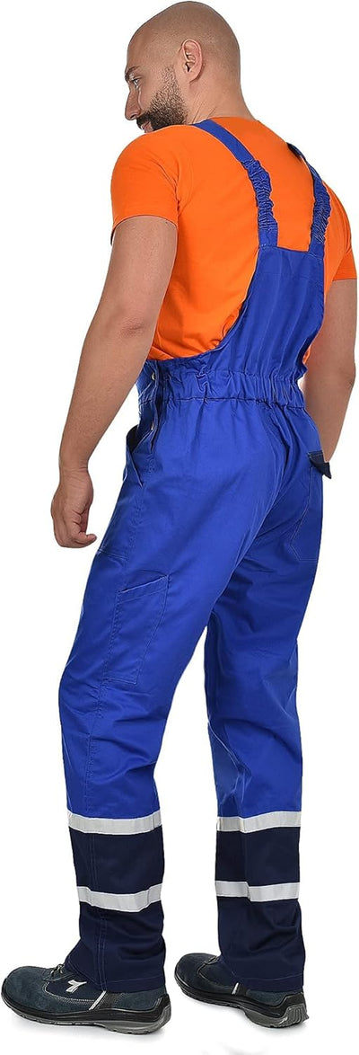 BWOLF Char Latzhose Herren Arbeitshose Schutz-Latzhose Herren mit Reflektierenden Elementen - Blau/G