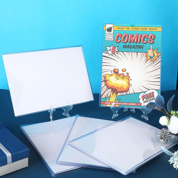 Comic-Buch-Vitrinen-Set, inklusive Comic-Buchhüllen und transparenten Kunststoff-Staffeleien, 19.1x2