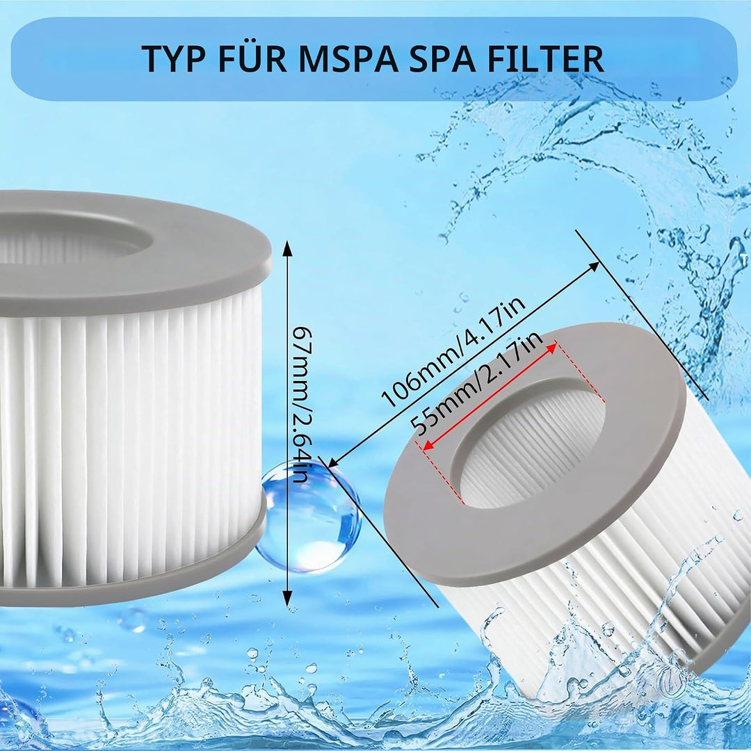 Ersatz Filterkartuschen für MSpa Filter,106mmx67mm Filter Filterkartusche, für Spa und aufblasbare e