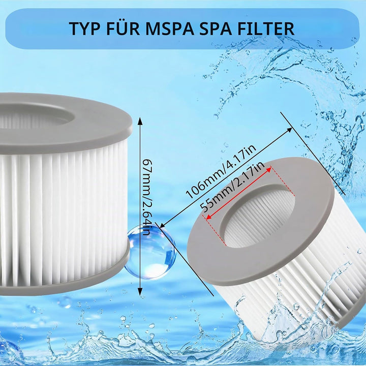 Ersatz Filterkartuschen für MSpa Filter,106mmx67mm Filter Filterkartusche, für Spa und aufblasbare e
