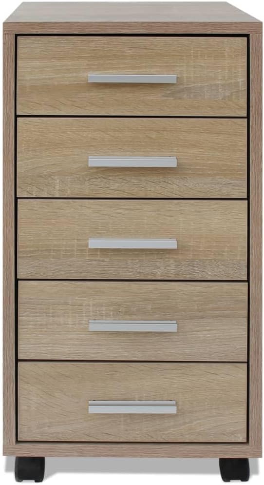 vidaXL Bürocontainer Rollcontainer Schubladenelement Büroschrank + 5 Schubladen Eiche, Eiche