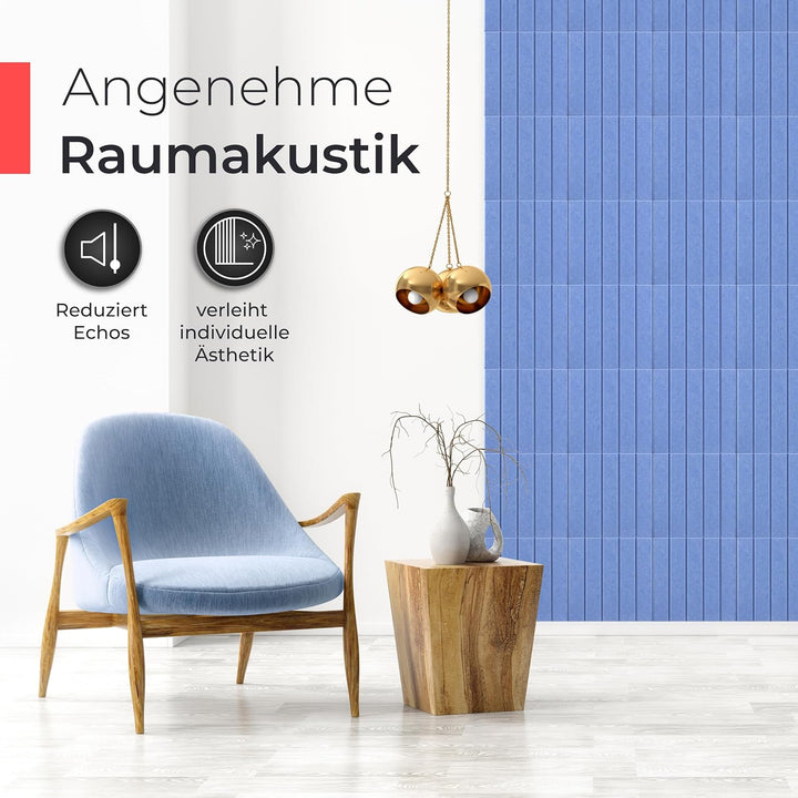 Akustikkacheln aus Akustik-Filz, selbstklebend, extra dick 15mm, 9 Stück, je 30x30cm - Wandpaneele,
