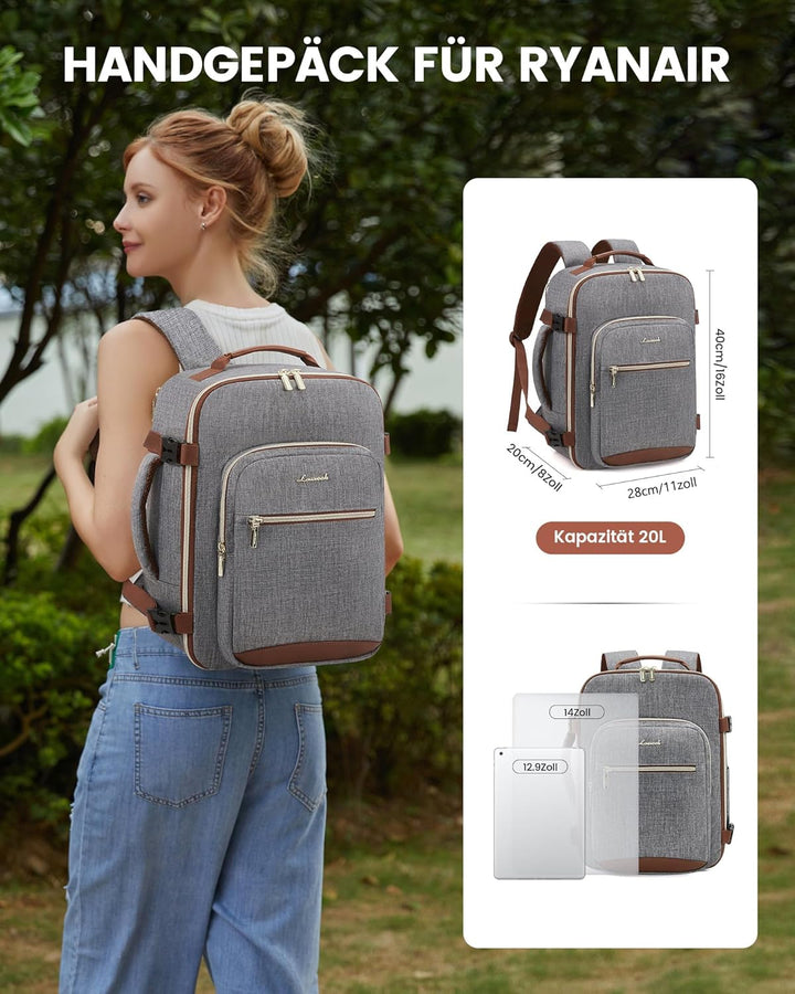 LOVEVOOK für Ryanair Handgepäck 40x30x20 Rucksack, Kleiner Handgepäcktasche Reiserucksack Flugzeug,