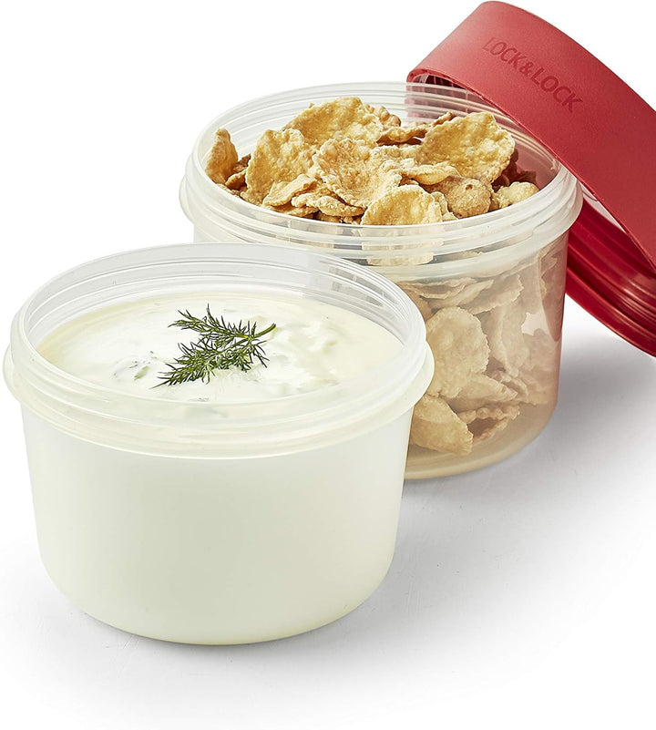 Lock & Lock Two-Way Müsli-to-go-Becher aus Kunststoff – 3er Vorratsdosen Set – Kleine Lunchbox mit S