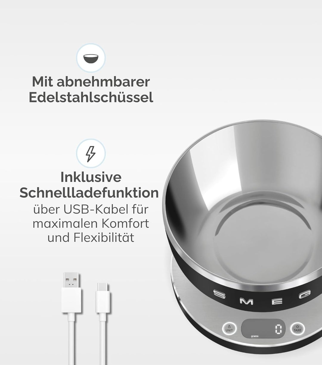 Smeg, Digitale Küchenwaage KSC01EGMWW, Grün Pastellgrün, Pastellgrün