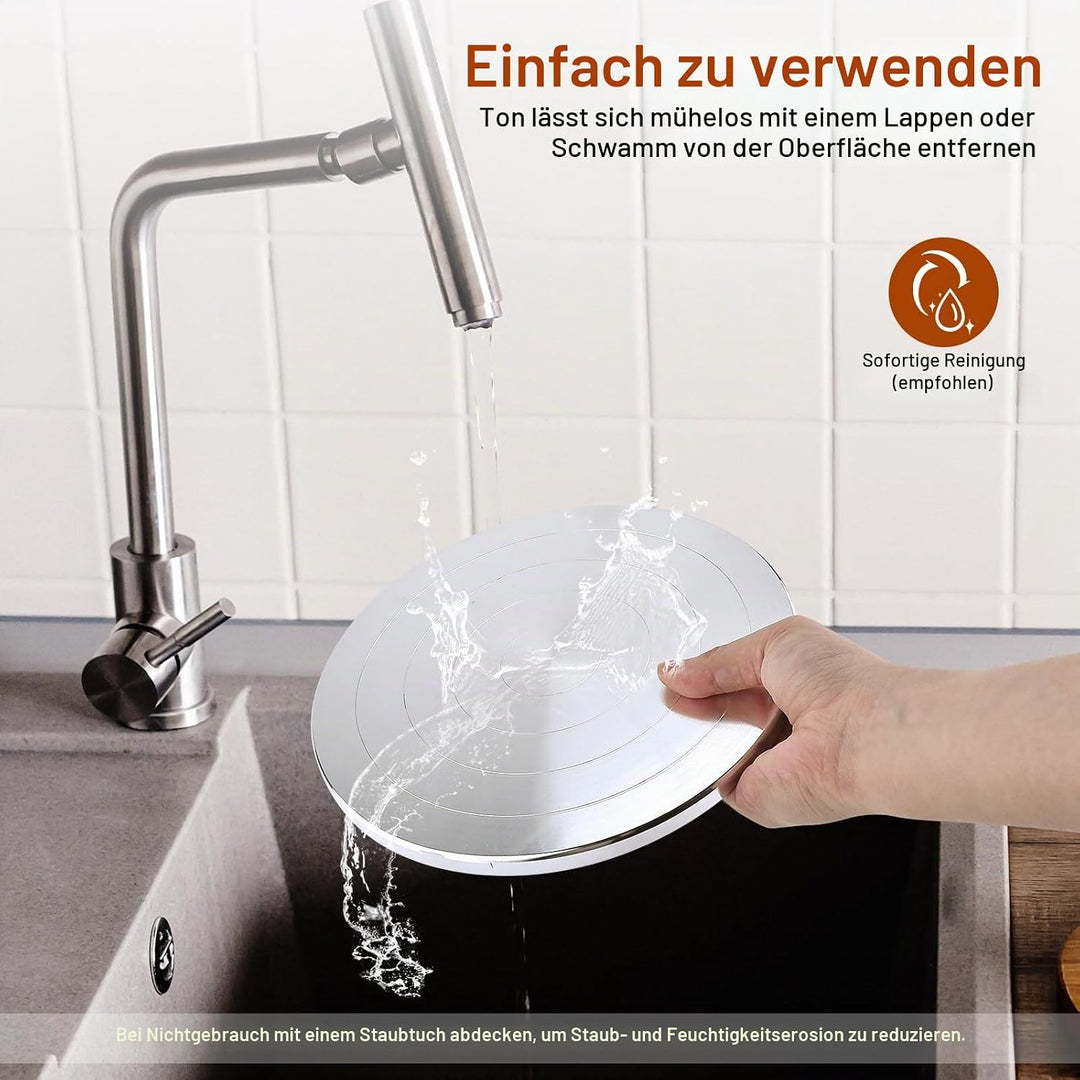 Homtone 20cm Drehbare Töpferscheibe mit Werkzeugset, Doppelseitiges Töpferrad, Aluminiumlegierung Ho