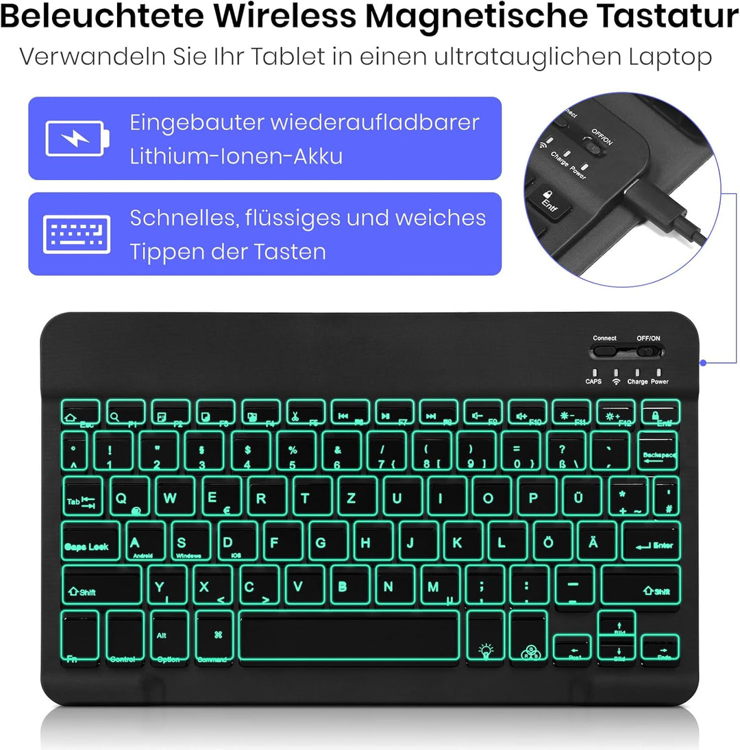 Tastatur für Samsung Tablet A9 Plus - für Galaxy Tab A9 Plus Hülle mit Tastatur, Tastatur Beleuchtun