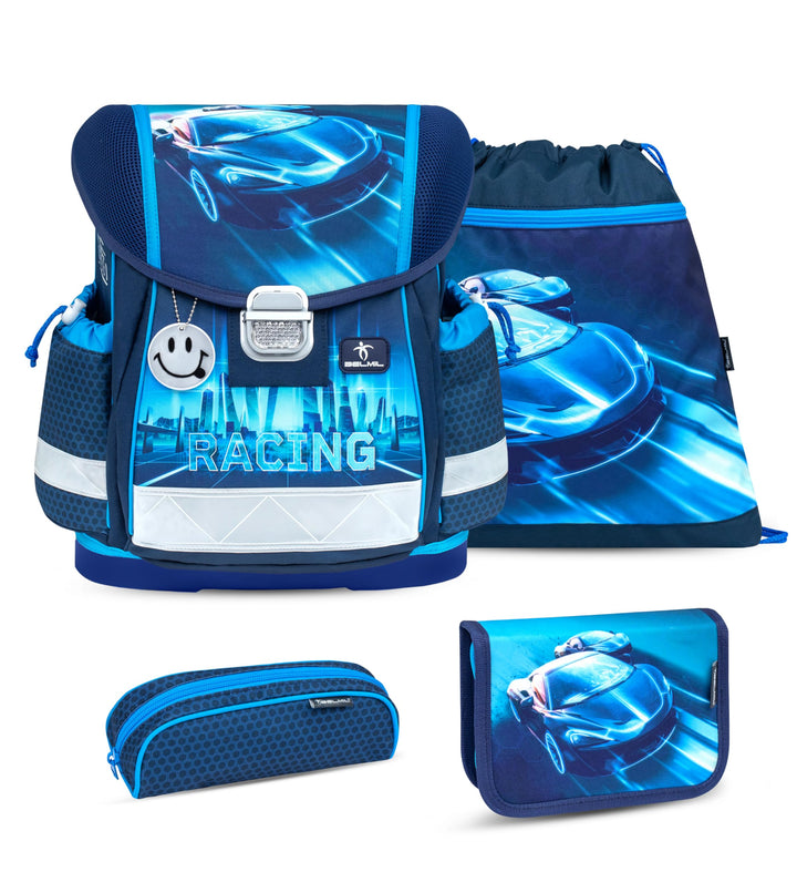 Belmil Classy Schulranzen Set 4 - teilig (403-13/AG/S) M Racing Blue Neon, M Racing Blue Neon