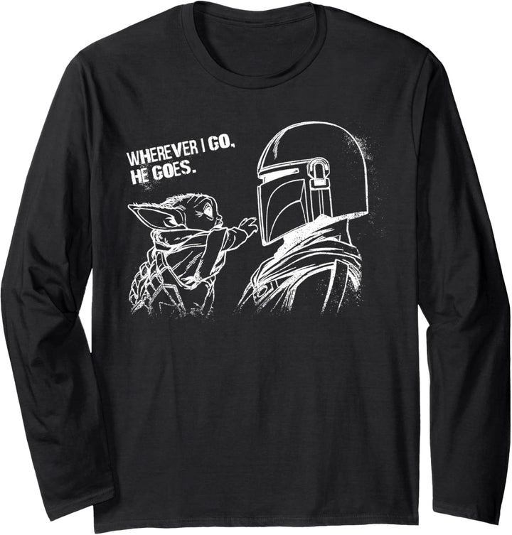 Star Wars The Mandalorian The Child Wherever I Go He Goes Langarmshirt