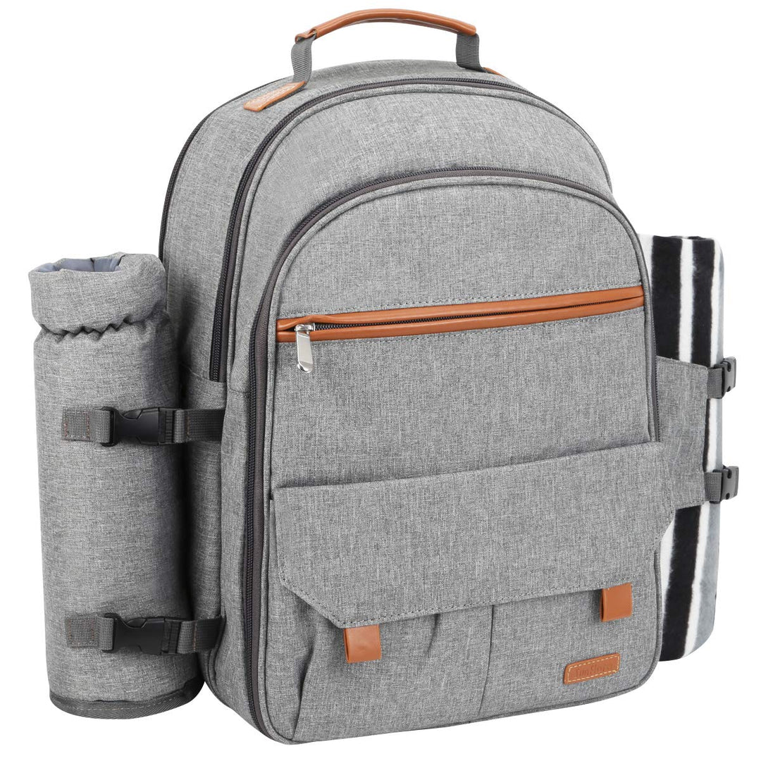 Sunflora Picknickrucksack 4 Personen Picknickset mit Isoliertem Kühlfach und Decke für Camping Outdo