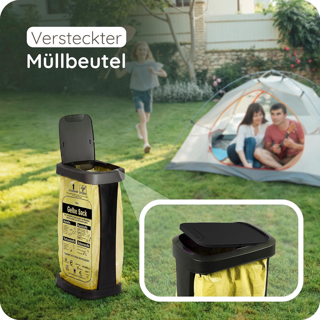 Novaliv Müllsackständer 2er Set mit Schwingdeckel – Gelber Sack Ständer für 70-120L | 2in1 Schwing-