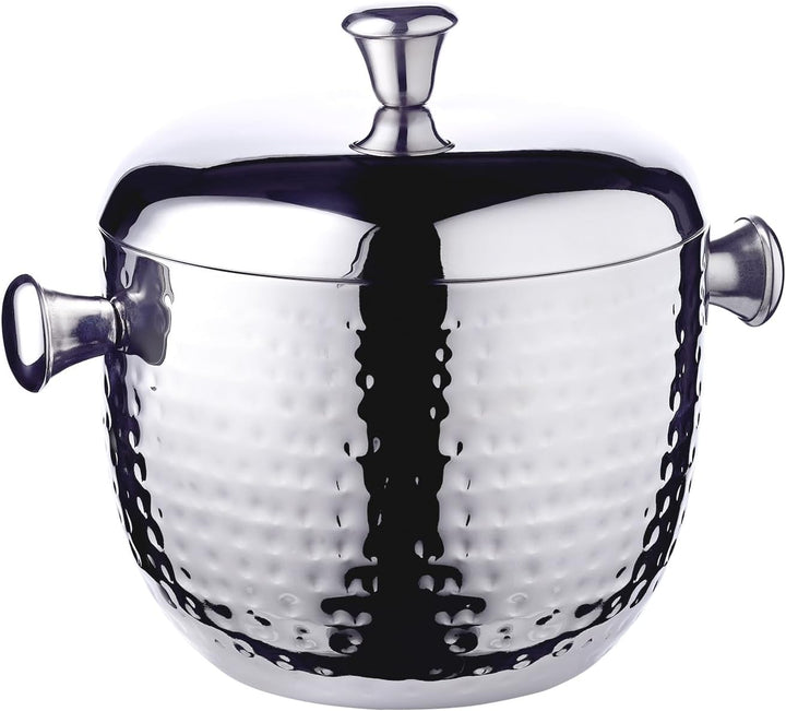 EDZARD Eiseimer Rico (Höhe 21 cm) mit Deckel, Edelstahl gehämmert hochglanzpoliert