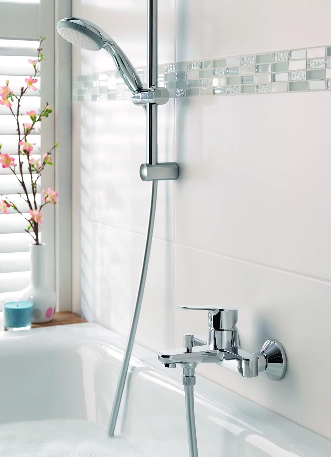 GROHE Start Edge - Einhand- Wannenbatterie (1/2″, Wandmontage, langlebige Oberfläche), chrom, 233480
