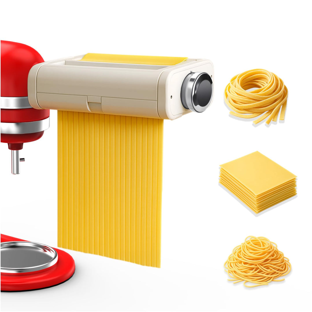 Nudelaufsatz für KitchenAid Küchenmaschine 3 Stück Set – Pasta Roller, Spaghettischneider & Fettucci