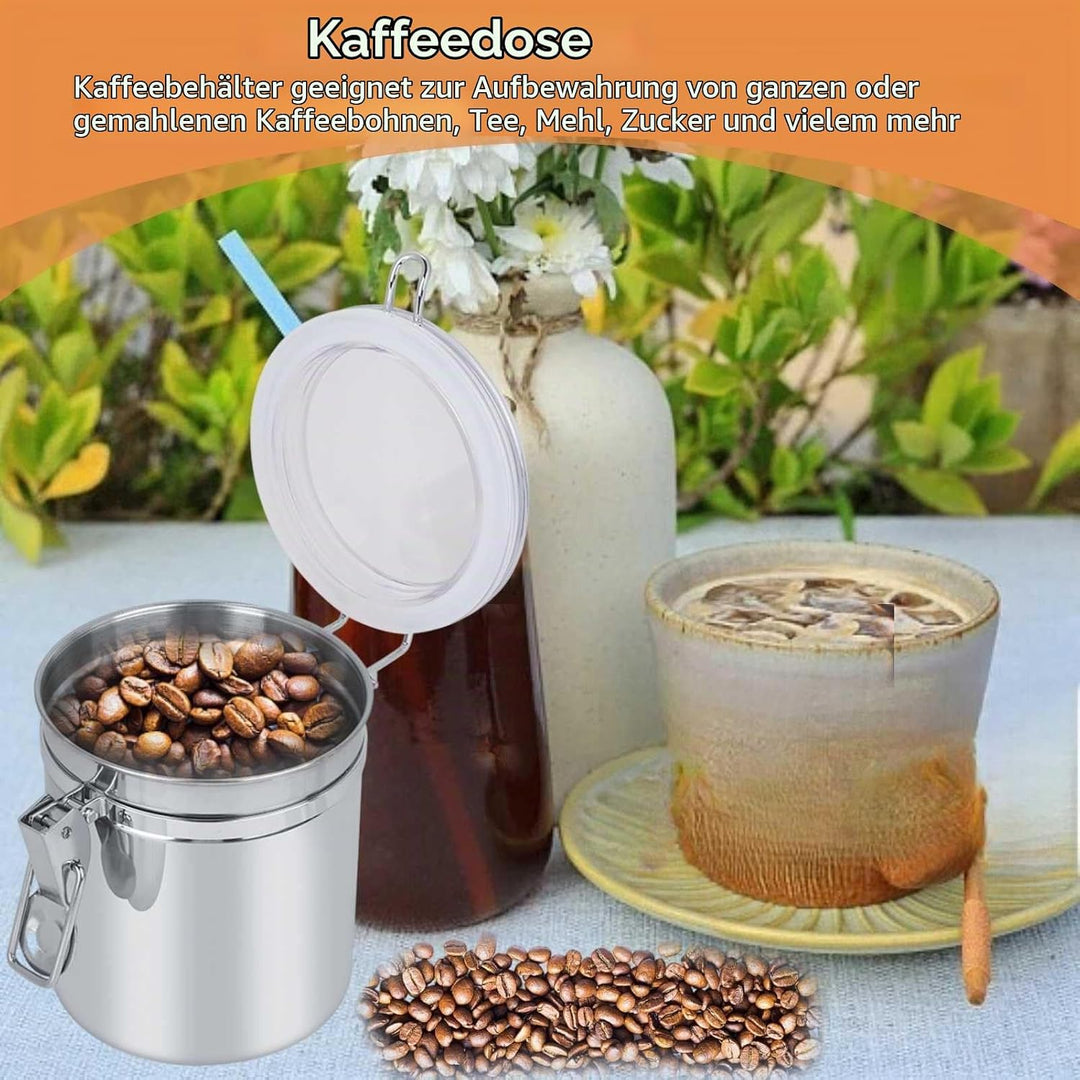 700ml Kaffeedose Edelstahl, Luftdichte Kaffeebehälter Mit Messlöffel, Kaffeedosen Set Mit Kalenderra