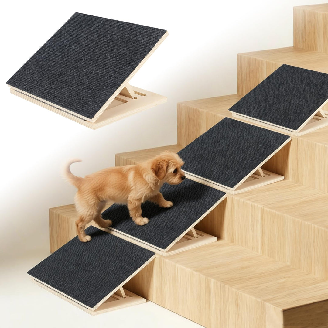 2 Stück Verstellbare Treppenrampe für Hunde, Hunderampe mit Teppichoberfläche, 3 Neigungseinstellung