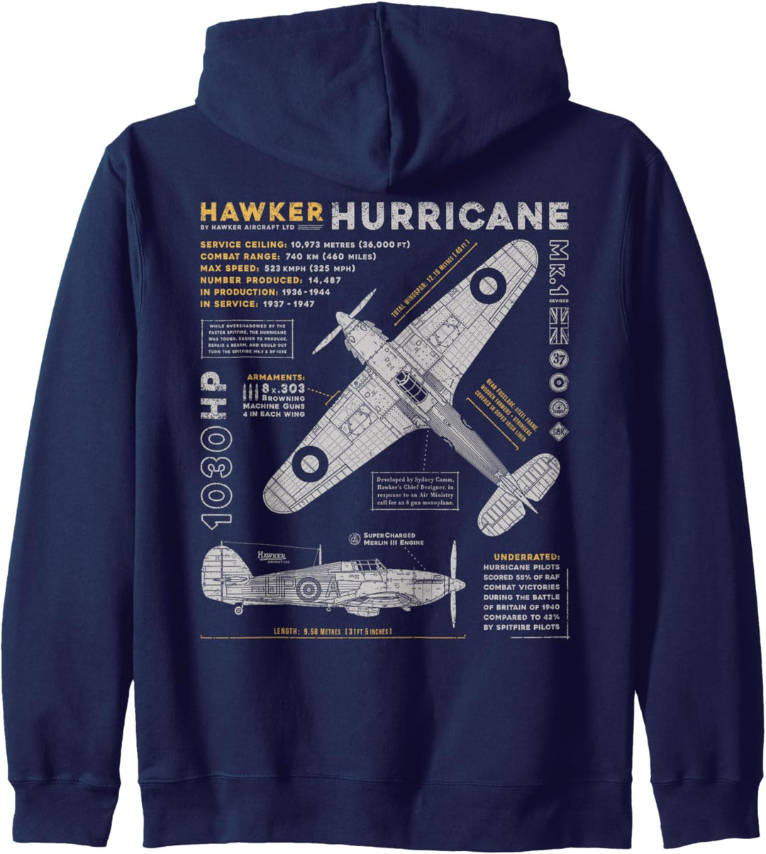 Hawker Hurricane | Battle of Britain WWII RAF Fighter Plane Kapuzenjacke