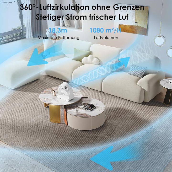 Dreamhigh® Leiser Ventilator mit Fernbedienung, 12-Geschwindigstufe 12H Timer, 90° Auto oszillierend