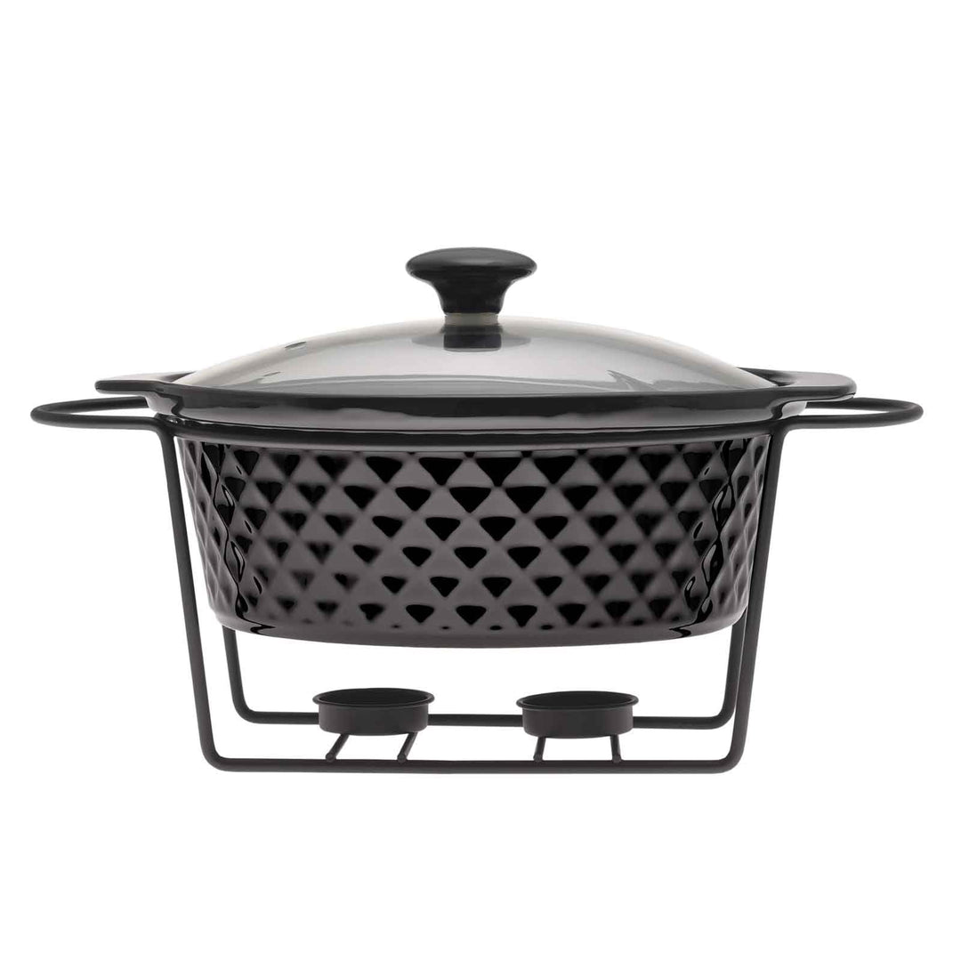 4BIG.fun Speisewärmer aus Keramik 2,3 L Chafing Dish Buffet-Set Keramik-Chafer Buffetwärmer Warmhalt