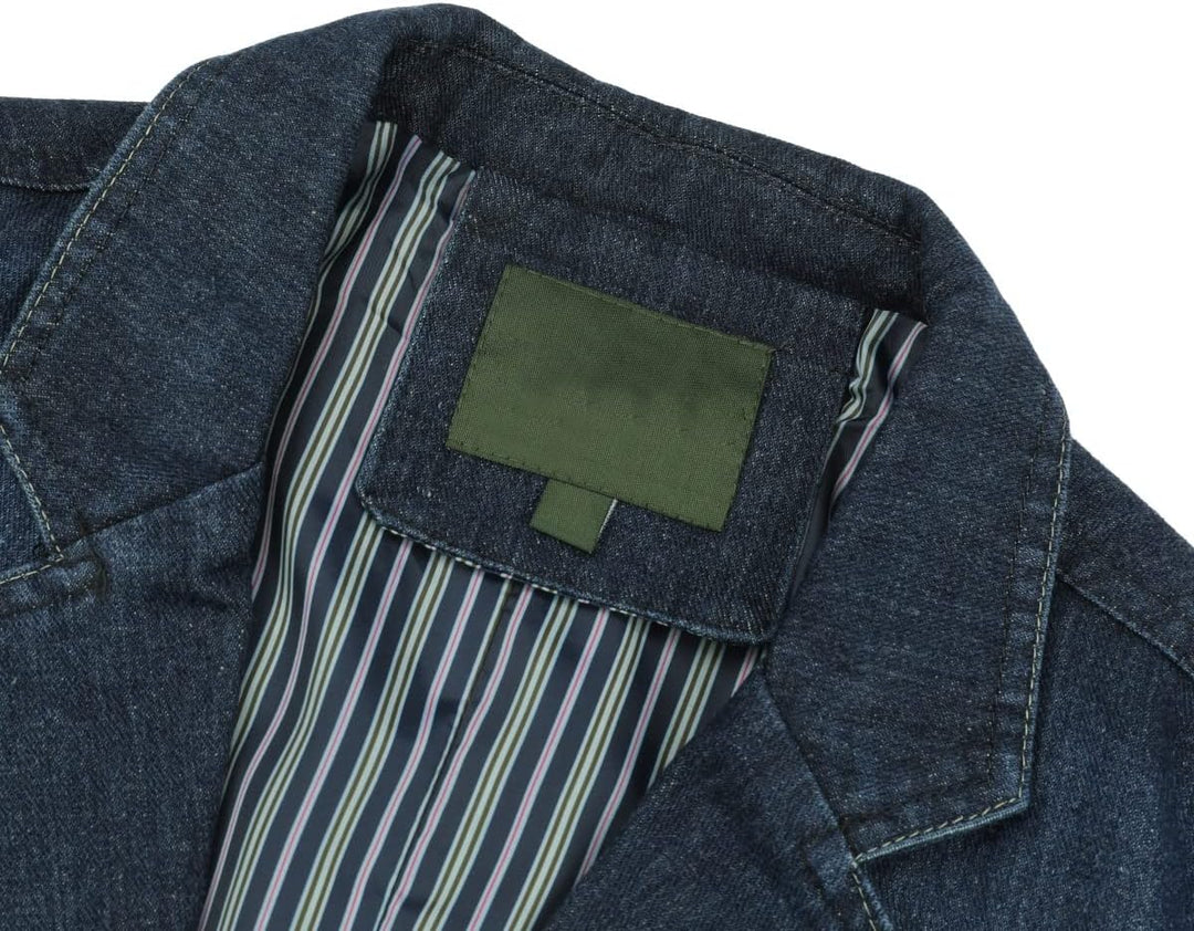 YOUTHUP Herren Slim Fit Denim Sakko Casual Business Freizeit 3 Knöpfe Anzugsjacke mehrere Taschen Bl