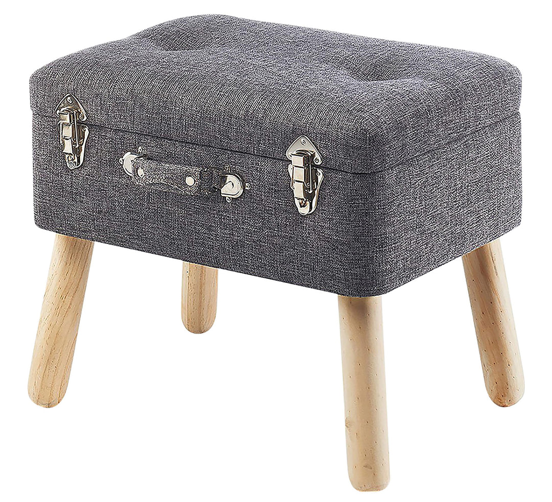 Kobolo Kofferhocker Hocker Polsterhocker aus Textil - Hell Grau - 50x35x45 cm