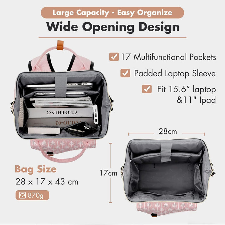 Lekesky Rucksack Damen Laptop Rucksack 15,6 Zoll Schulrucksack Daypack mit Anti Diebstahl Tasche für