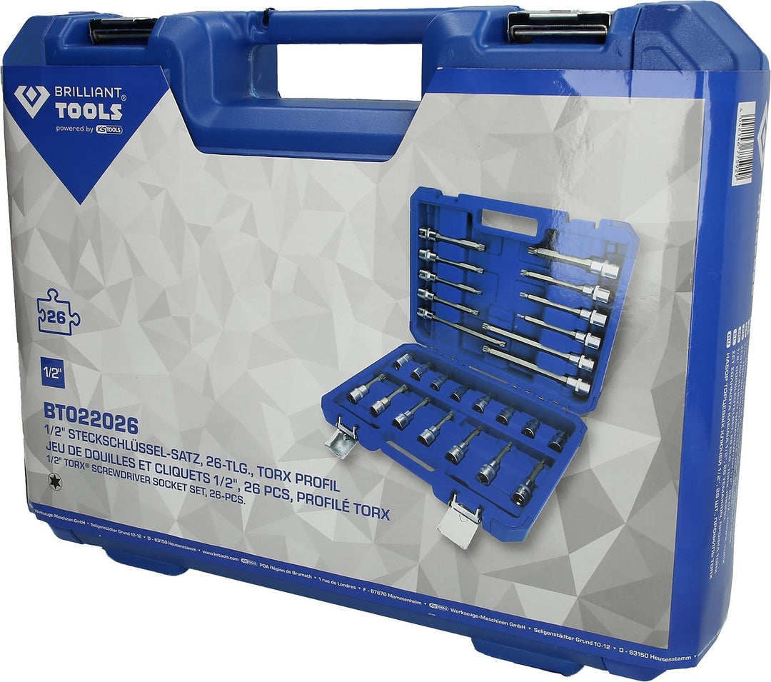 BRILLIANT TOOLS BT022026 1/2" Bit-Stecknuss-Satz, 26-tlg, Vielzahn-Profil, XZN [Powered by KS TOOLS]