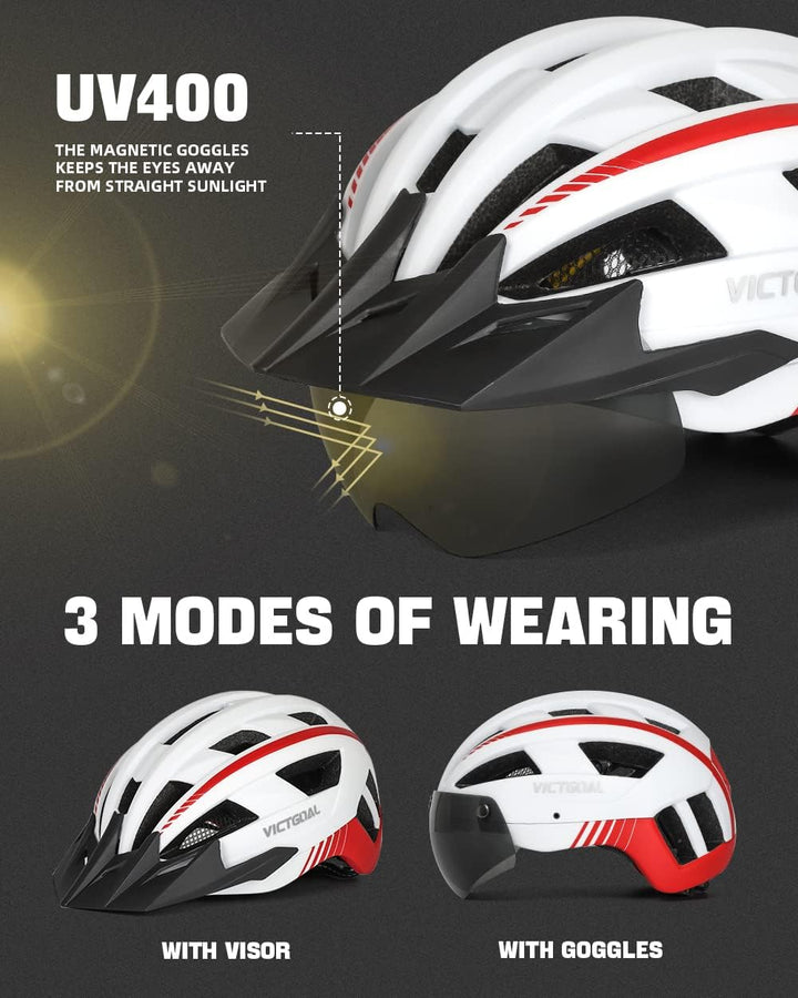 VICTGOAL Fahrradhelm MTB Mountainbike Helm mit magnetischem Visier Abnehmbarer Sonnenschutzkappe und