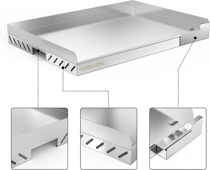 Universal BBQ Edelstahl Plancha Grillplatte Griddle für Gas- und Holzkohlegrill,58.3 * 40.5 * 7 CM,