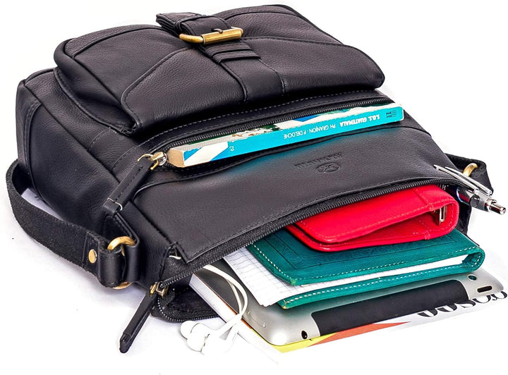 ALMADIH Premium Leder Damentasche Umhängetasche Abby - praktische Ledertasche Handtasche Schultertas