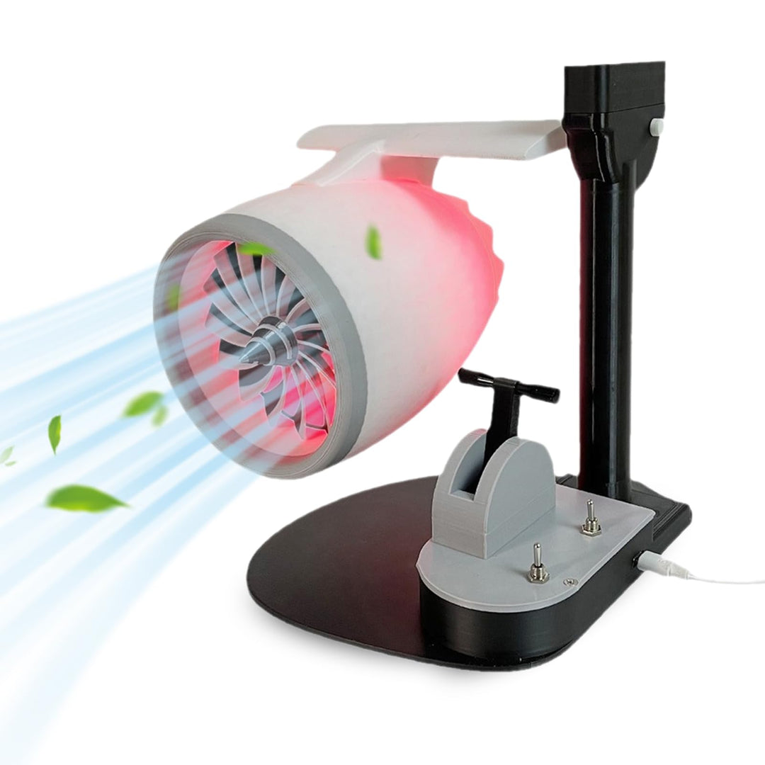 Yokawe Flugzeug-Turbo-Motor-Schreibtischventilator, kreatives Desktop-Jet-Motor-Turbofan-Modell, rot
