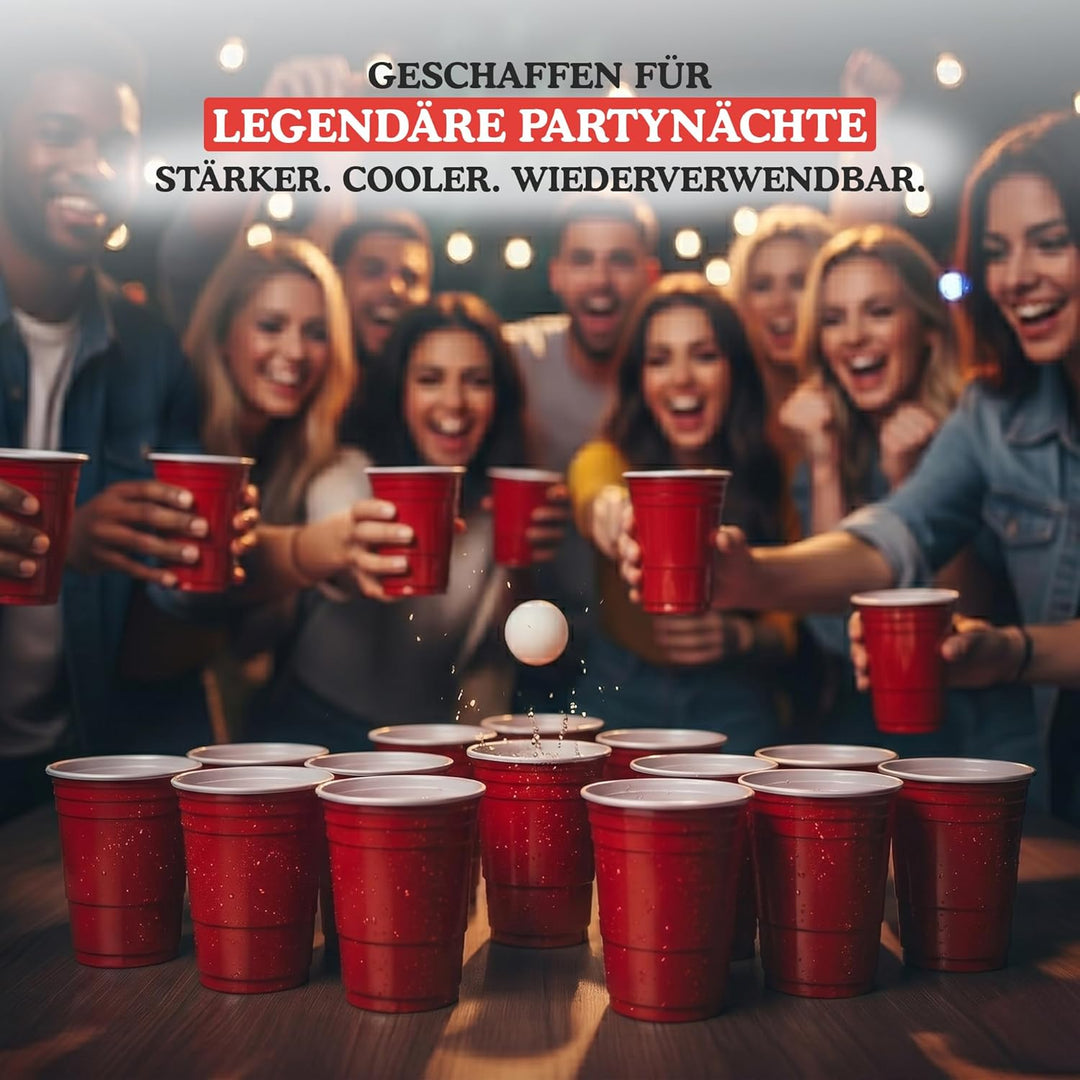 GetBuckets® Bierpong Becher Set (12 STK.) | Edelstahl Spülmaschinenfest Wiederverwendbar Stabil | Or