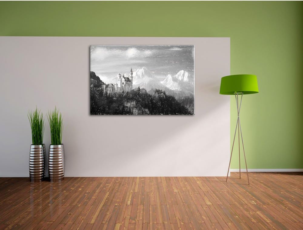 Pixxprint Schloss Neuschwanstein als Leinwandbild/Grösse: 100x70 cm/Wandbild/Kunstdruck/fertig bespa