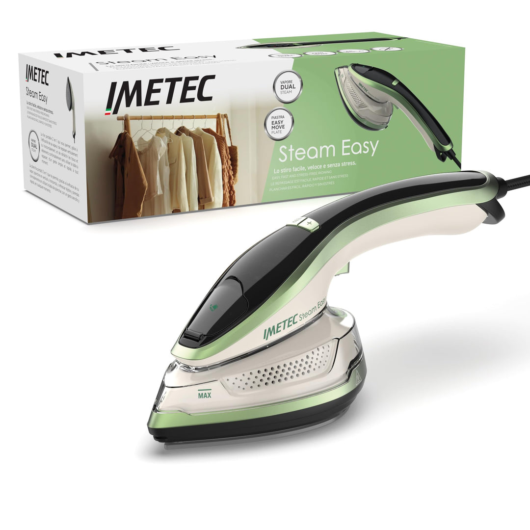 Imetec Steam Easy Dampfbügeleisen, tragbar, vertikales und horizontales Bügeln, Keramiksohle, dreifa